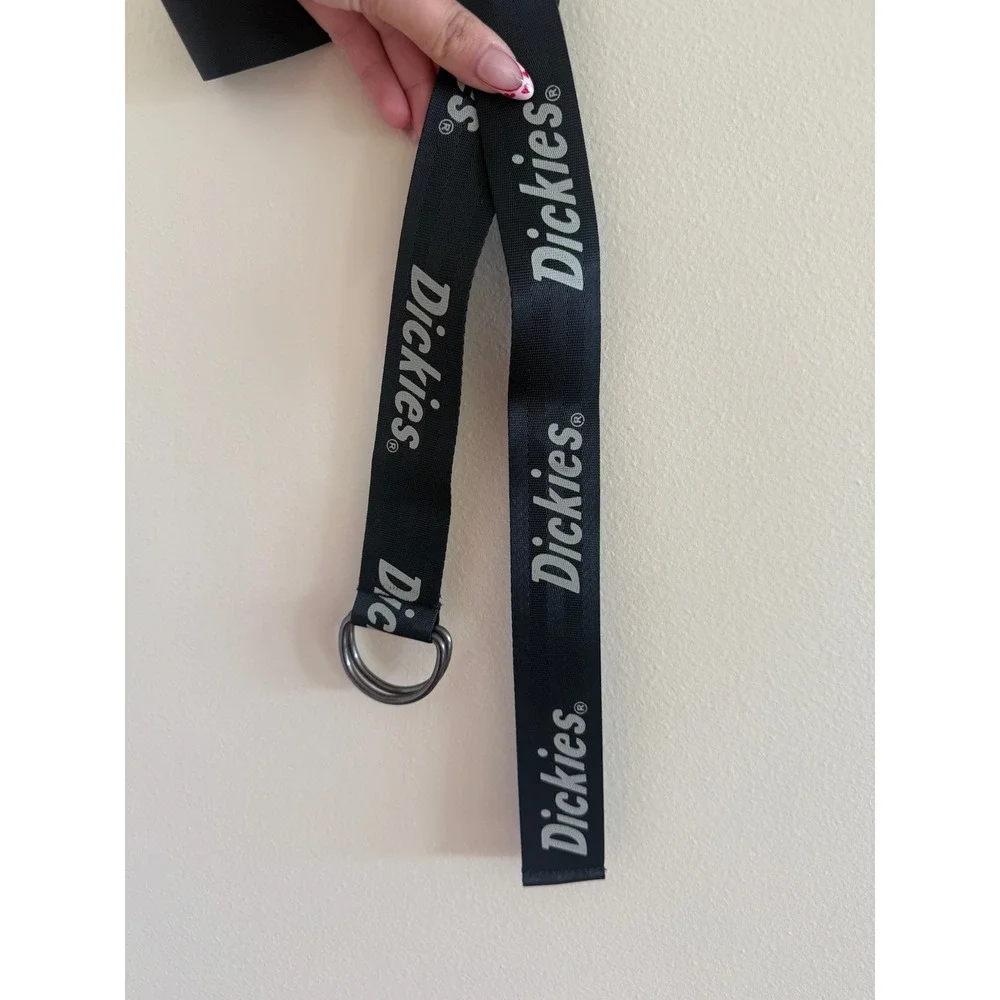 Dickies Logo Web Belt Black Silver DRing Buckle Streetwear Industrial Adjustable